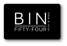 Bin Fifty-Four logo in white over a solid black background.